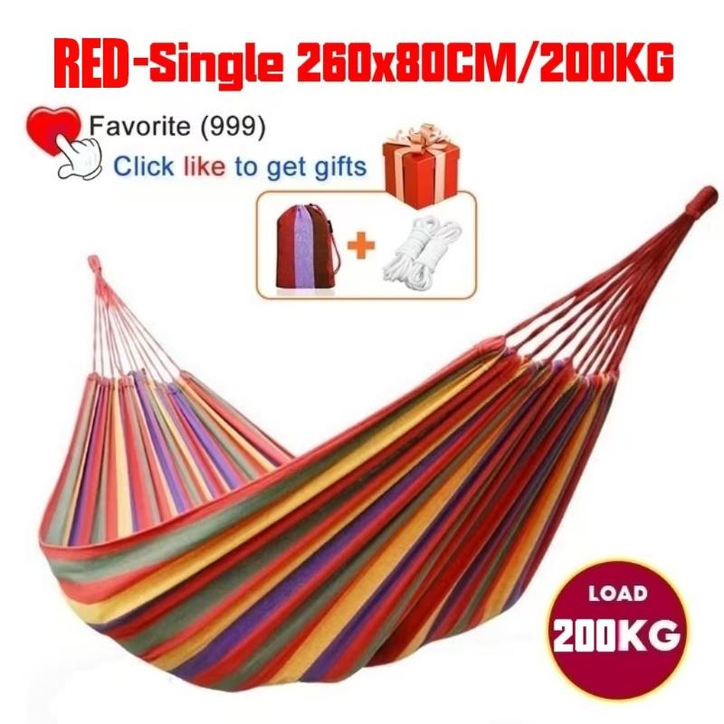1Set Outdoor Canvas Camping Hammock Anti Rollover Portable Thicken Fabric Single/Double Hammock With Carry Bag For Patio