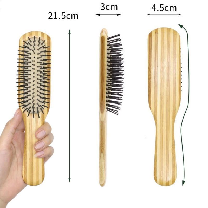 Name Bamboo Hair Brush Women Mini Bamboo Comb Paddle Detangling HairBrush with Nylon P Wood Comb Brosse Cheveux Femme