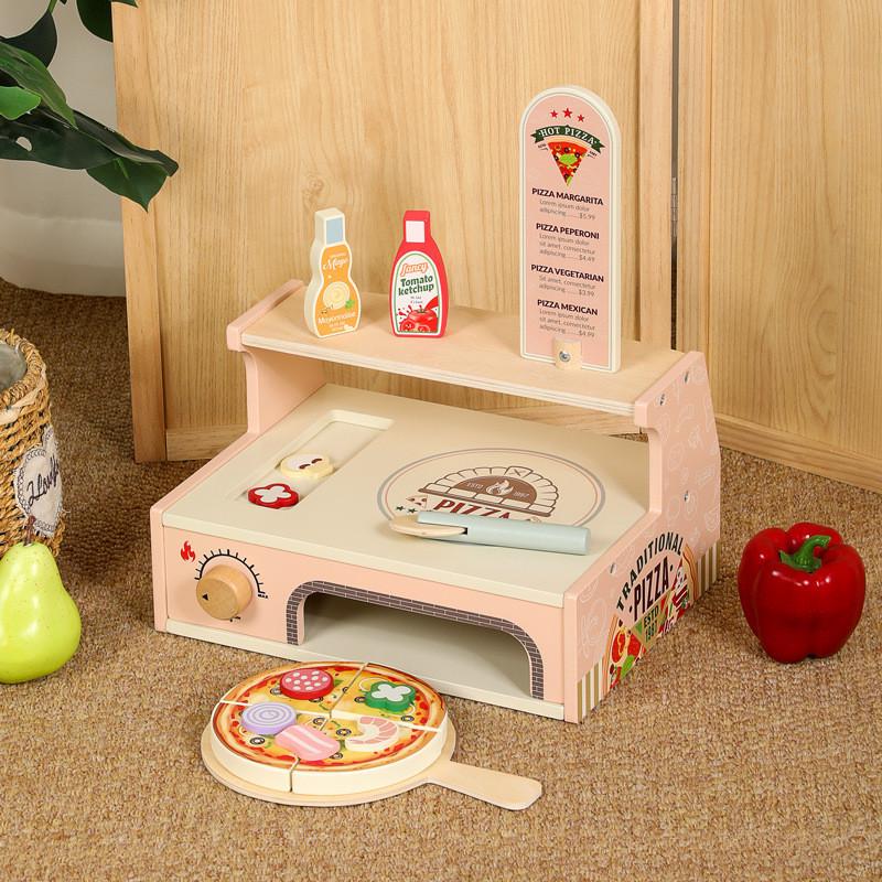 Wooden Simulation Pizza Barbecue Oven Children Toy Set For Imaginative Cooking