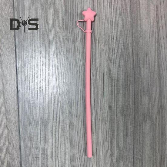 Reusable Silicone Straws with Star Cap Bite-resistant Drinking Tubes for Hot Cold Drinks BPA-Free Flexible Long Straw