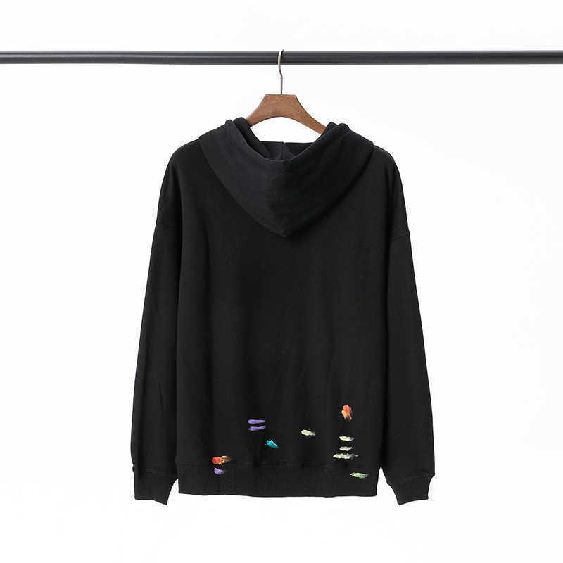 Gallery Dept Graffiti Ink Splatter Vintage Letter Print Cotton Fleece Hoodie Men Women Couple