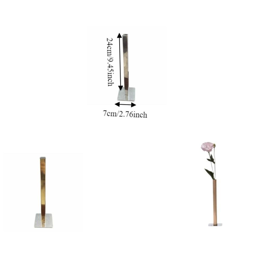 Nordic Light Luxury Vase Unique Metal Tube Vase Geometric Vase Table Centerpiece