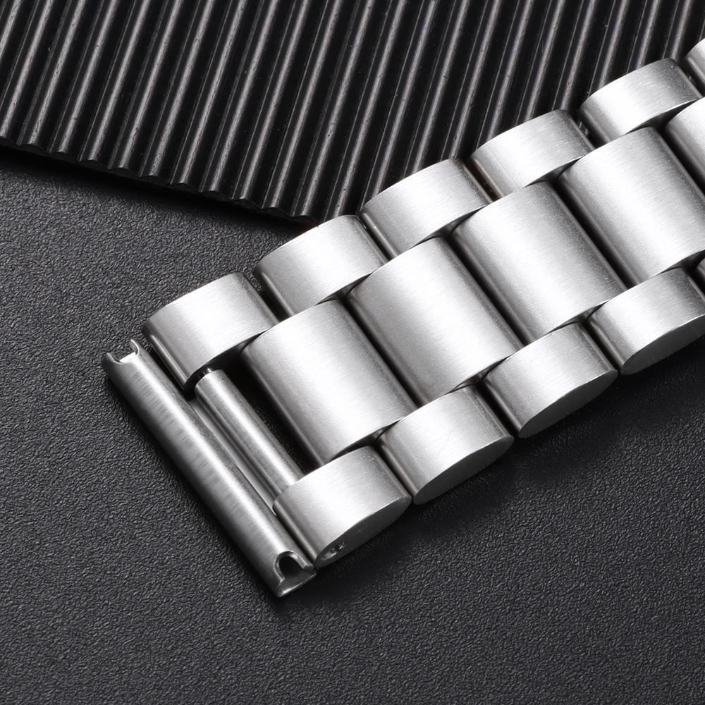 Universal Strap Stainless Steel Watch Band 18mm 20mm 22mm Folding Safety Buckle Arce End Bracelet Three Beads Belt Accessories