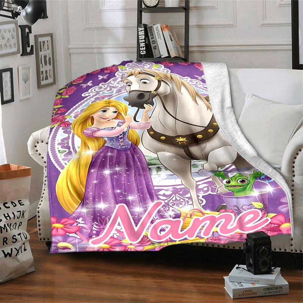 Custom Name Princesses Colorful Dresses. Flannel Blanket for Super Soft Cute Comfort Blanket for Travel Bedding Couch Sofa Blanket