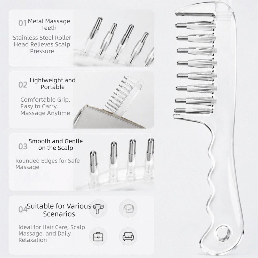 Rolling Metal Teeth Scalp Liquid Guide Comb Essential Oil Applicator Home Salon Use