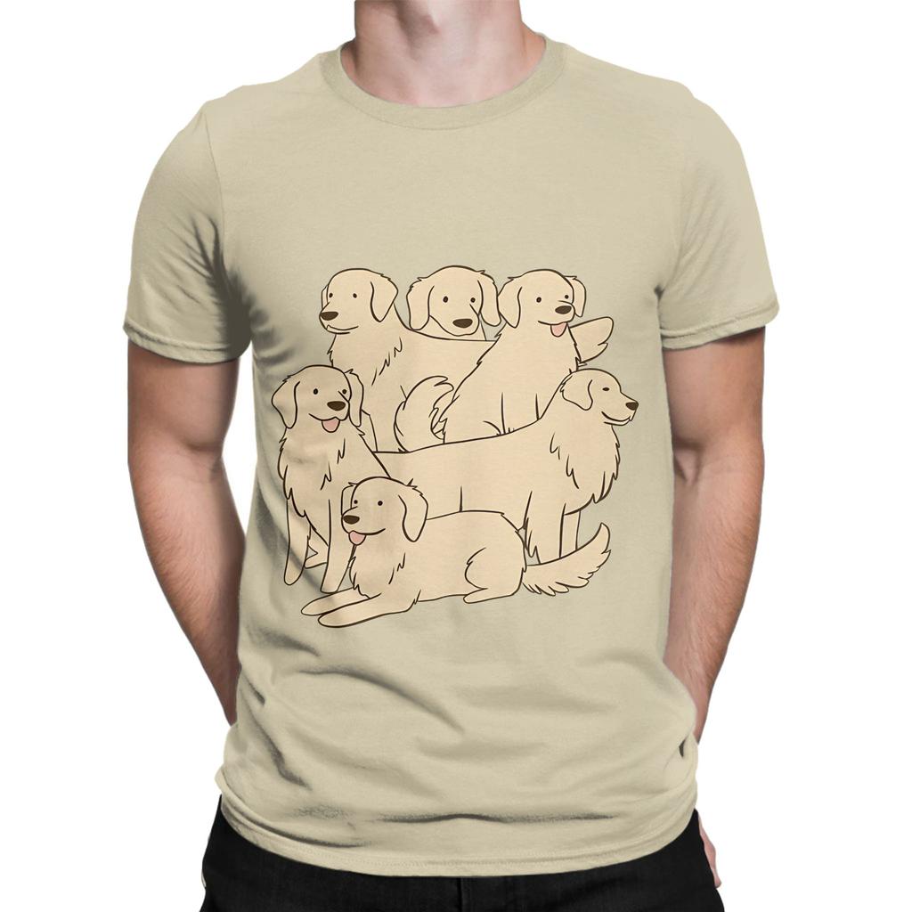 Cute Golden Retrievers Dogs Cartoon Illustration Novelty 100 Cotton Tshirt Gloden Retirever Tees Tops For Unisex