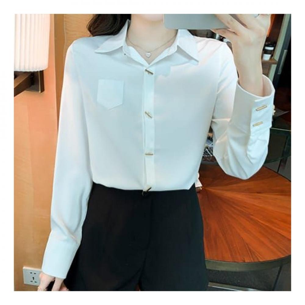 Navava Office Simple Solid Long Sleeve Shirt Nb2279