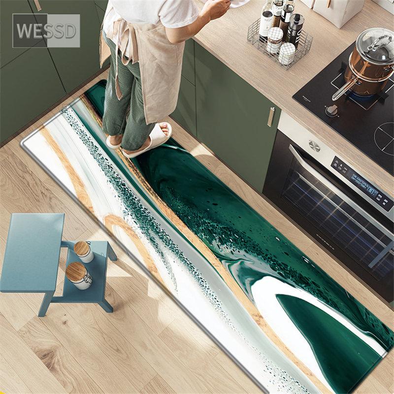 Green White Abstract Painting Rug For Kitchen Floor Small Living Room Carpet Soft Fashion Bedroom Mat Bathroom Rug
