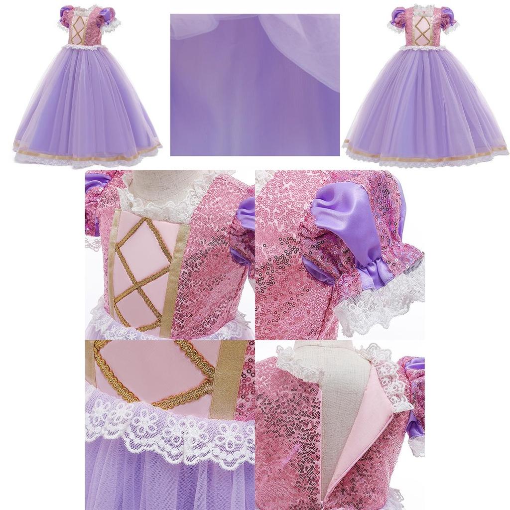 Förtrollande Trassel Rapunzel Prinsessa Maskerad Cosplay Kostym För Flickor