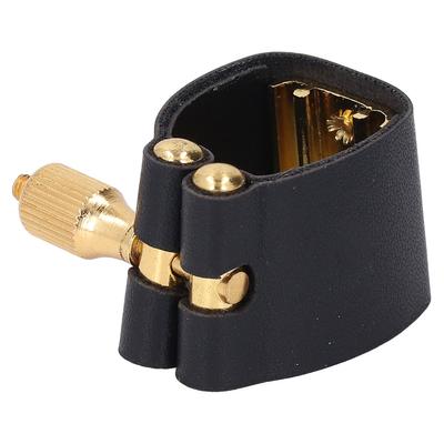 Abraçadeira de couro para boquilha de sax com braçadeira de metal e fecho de proteção compacto para saxofone alto
