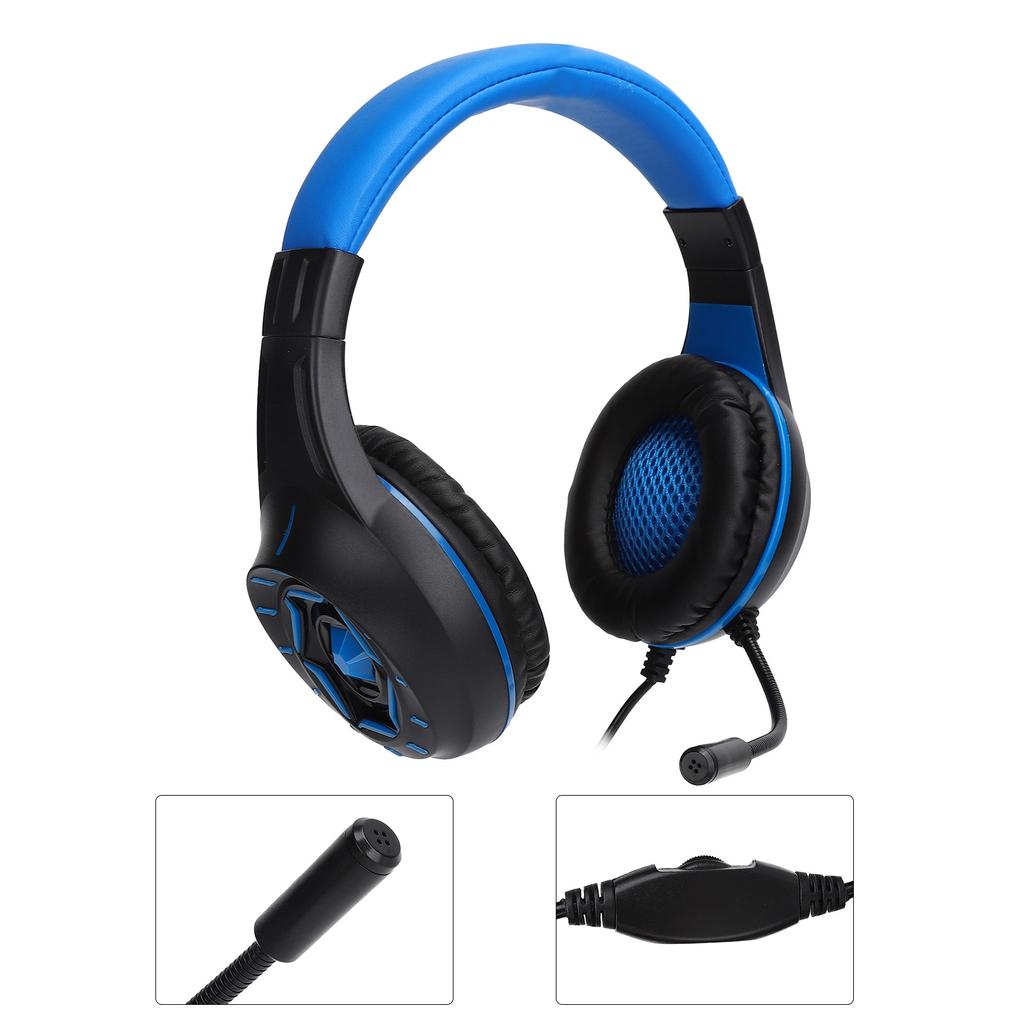 Gaming Headset 40mm Wired Stereo Headphone with Cool LED Light Microphone for PC Laptop