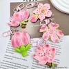 Peach Blossom Keychain: Cute Flower Pendant Backpack Accessory for Girlish Charm and Bestie Gifts