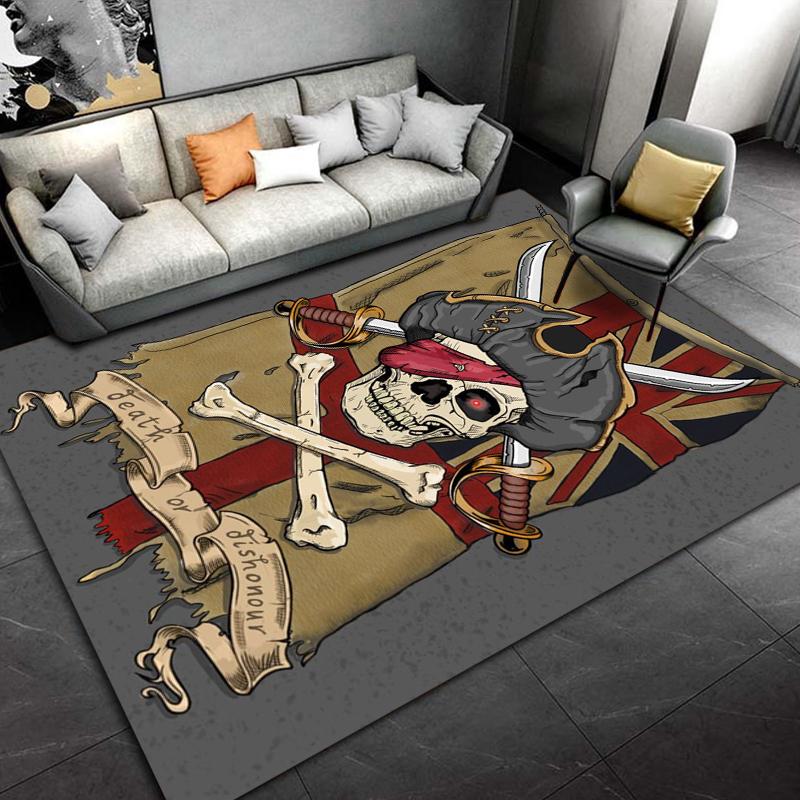 Skeleton Sea Pirate Pattern Rug Carpet for Living Room Bathroom Mat Creative Doormat Carpet for Bedroom Home Decor Play Mats