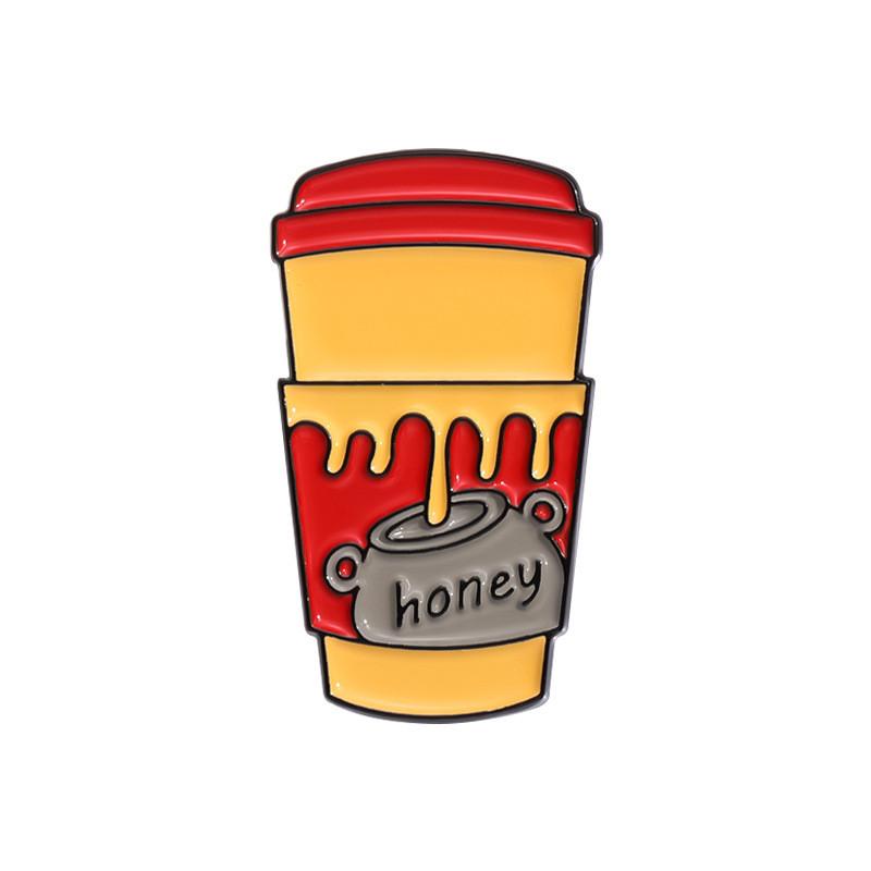 Coffee Cartoon Eyecatching Cup Badge Brooch Unique Enamel Coating For Looks Trendy