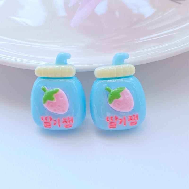 8Pcs New Cute Mini Mixed Fruit Beverage Bottle Flat Back Resin Cabochons Scrapbooking DIY Jewelry Craft Decoration Accessories