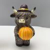 1/2Pcs Highland Cow Ornament Window Sill Cow Ornament Halloween Party Resin Decor Indoor Outdoor Decoration 1/2