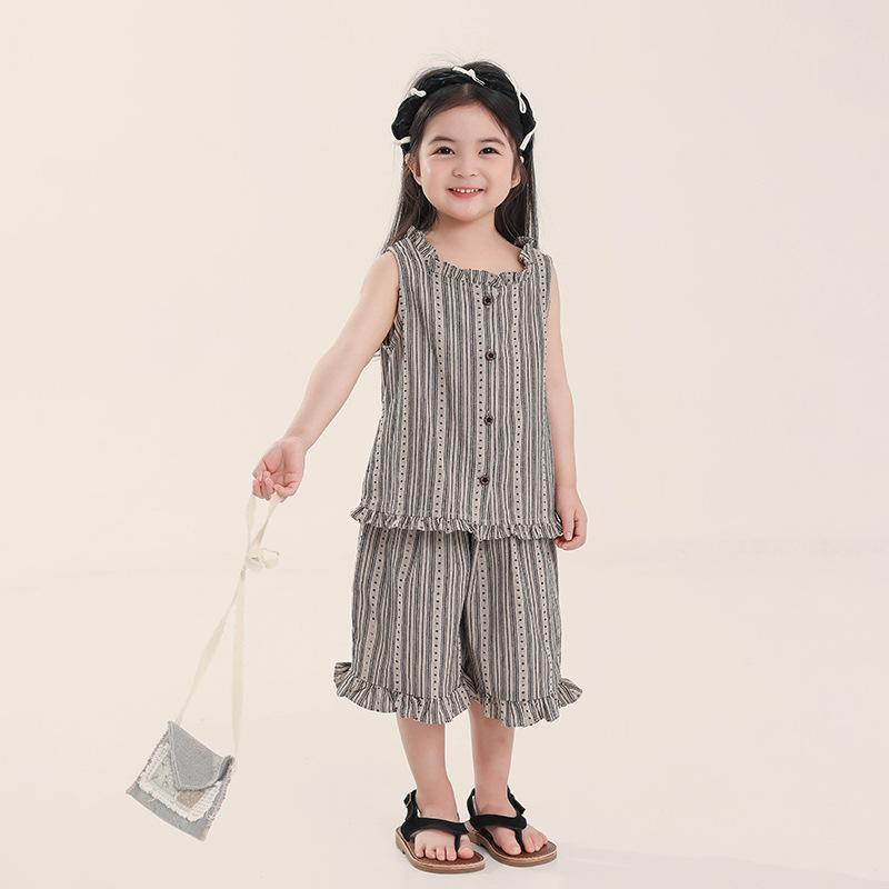 Summer Sleeveless Vest Tank Tops Shorts Set for Girls Tank Top + Shorts Kids 2 Piece Cotton Casual Outfits Set Toddler Baby Girl Cute Clothing Set