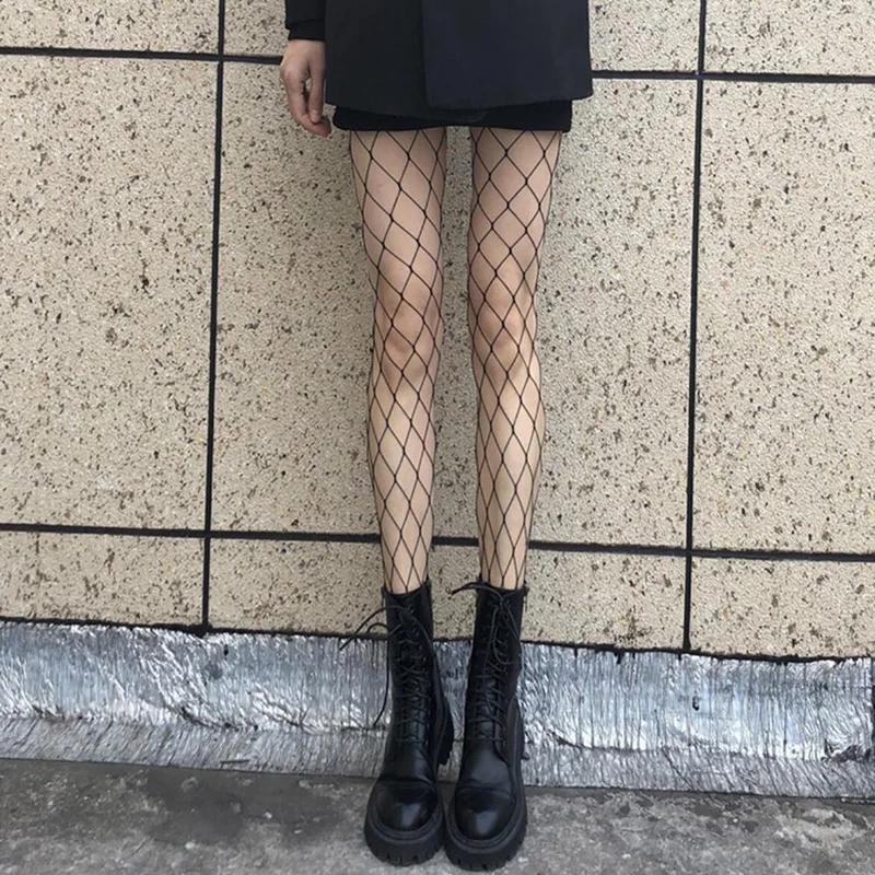 Hollow Out Sexy Pantyhose Black Women Fashion Tights Fishnet  Stockings Club Party Hosiery Female Lingerie Girls Thigh Mesh Sock
