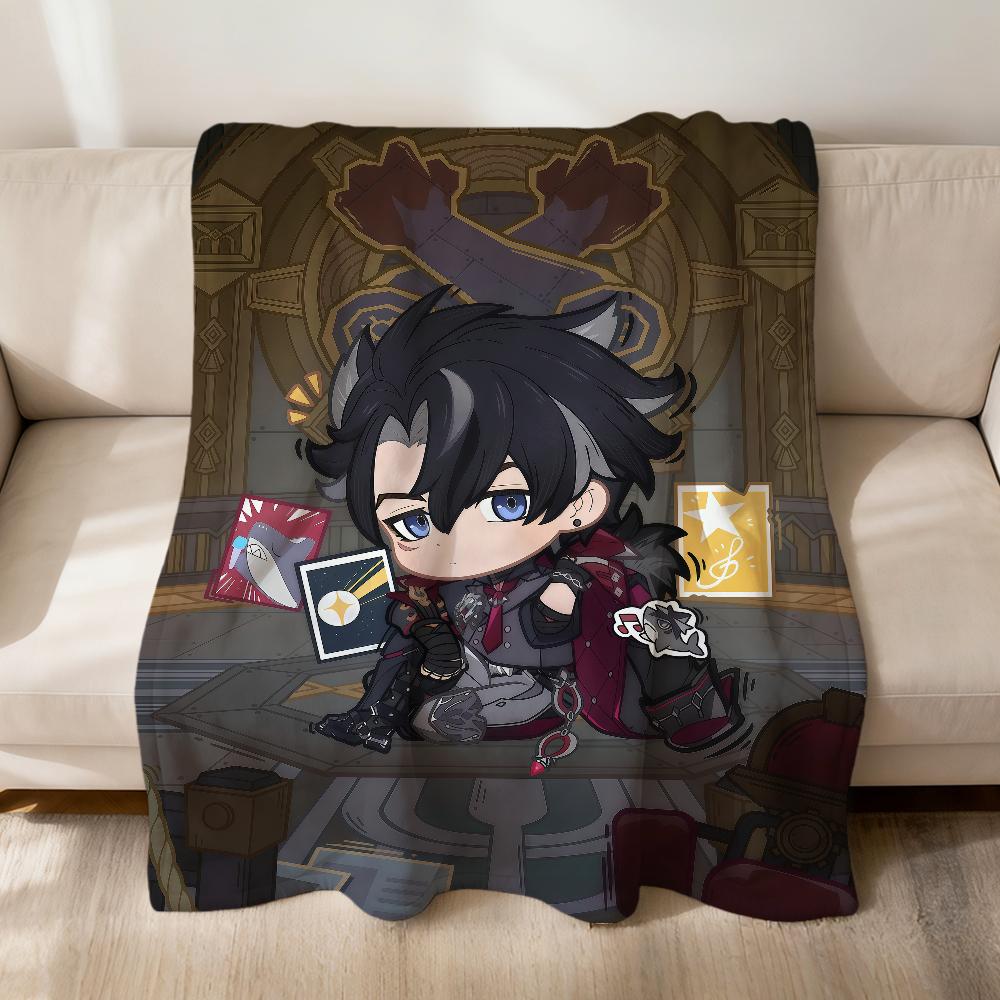Game Lumine Genshin Impact Diluc Chibi Flannel Soft Warm Plush Blanket Sofa Living Room Pet Hogar Bedroom Gift Home Car Portable