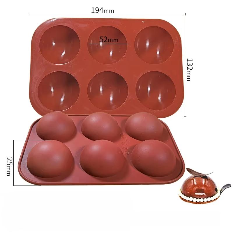 Silicone Half Sphere Baking Mold Reusable 6/15/24 Holes Non-Stick for Ice Cream Chocolate Holiday Baking DIY Gift Making
