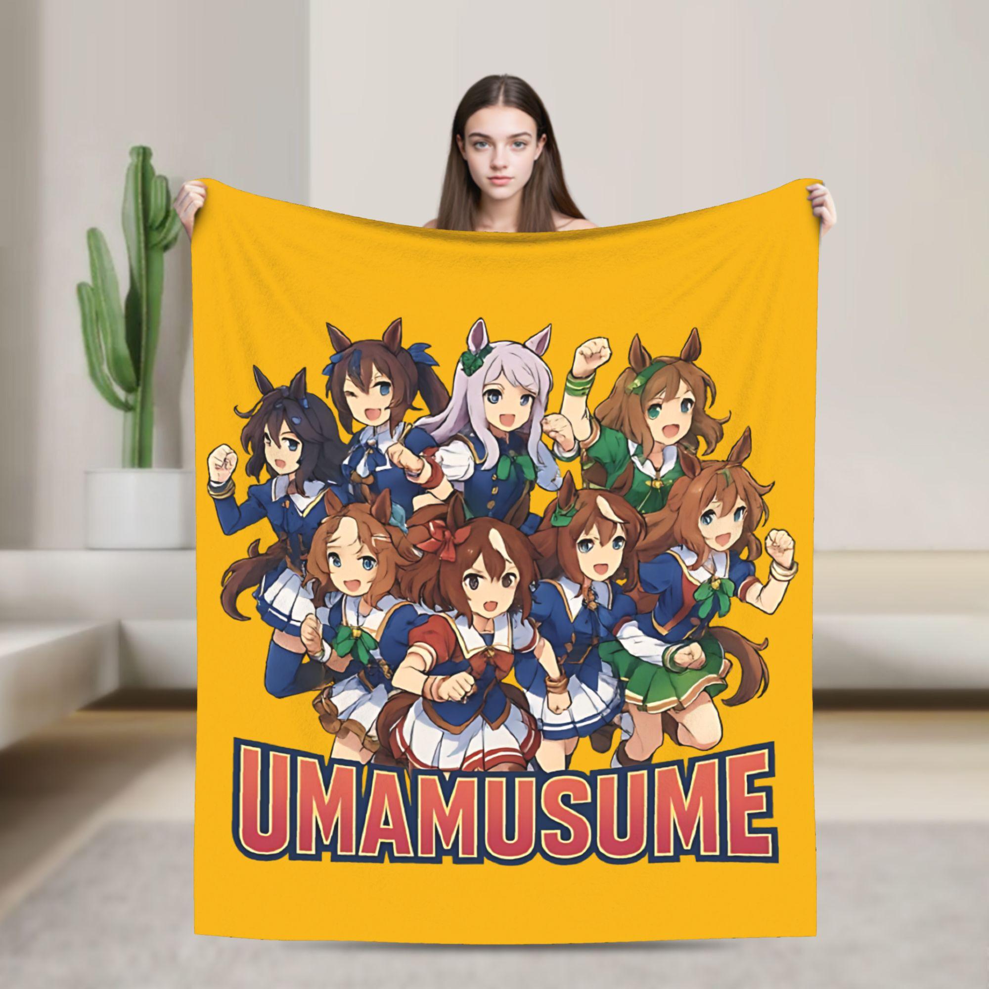 Uma Musume Umamusume Blankets Flannel Throw Blanket Bedroom Sofa Personalised Ultra-Soft Warm Bedsprea, 75X95CM