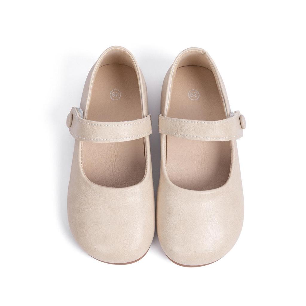 Kids' Casual Velcro Leather Shoes - Soft Sole, Solid Color, Versatile Design