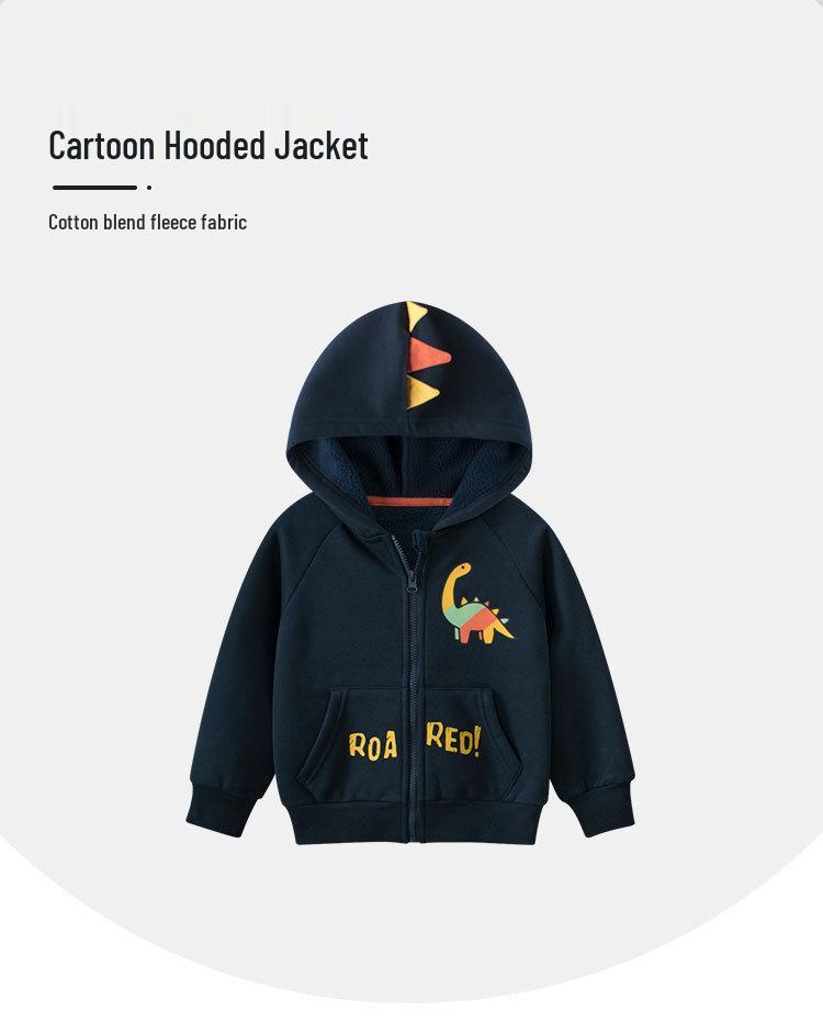 27kids Children's Dinosaur Hoodie - Autumn/Winter Fleece Jacket for Boys and Babies