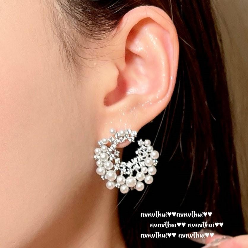Farah Wreath Jewel Brooch, Galaxy Bright, 18K Gold Plated, Gypsy Dew Zircon Earrings, Combination