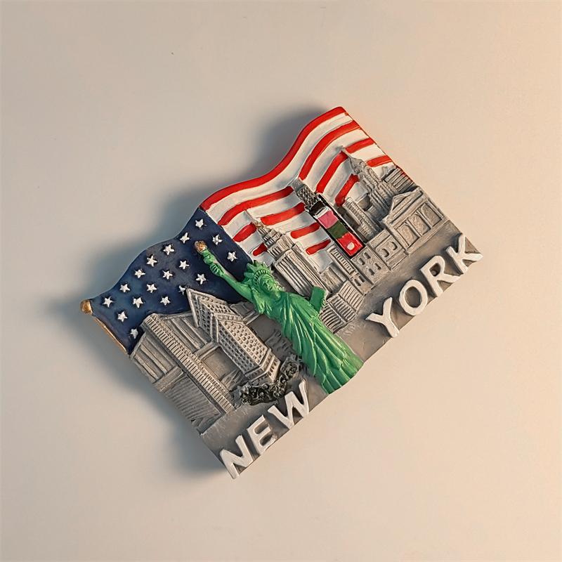 America New York National Flag Landmark 3D Stereoscopic Tourism Souvenirs Resin Painting Decoration Home Refrigerator Magnets