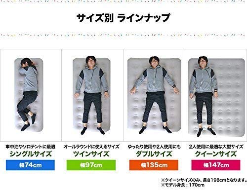 FIELDOOR Air Bed, Twin Size (Approx.) 185cm Deep x 97cm Wide x 23cm Thick, Gray x Green