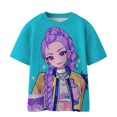 Koreanische Popmusik Dämonenjagd Hexengruppe Kurzarm-T-Shirt Mädchen Lässig Print Kinderhemd Oberteil
