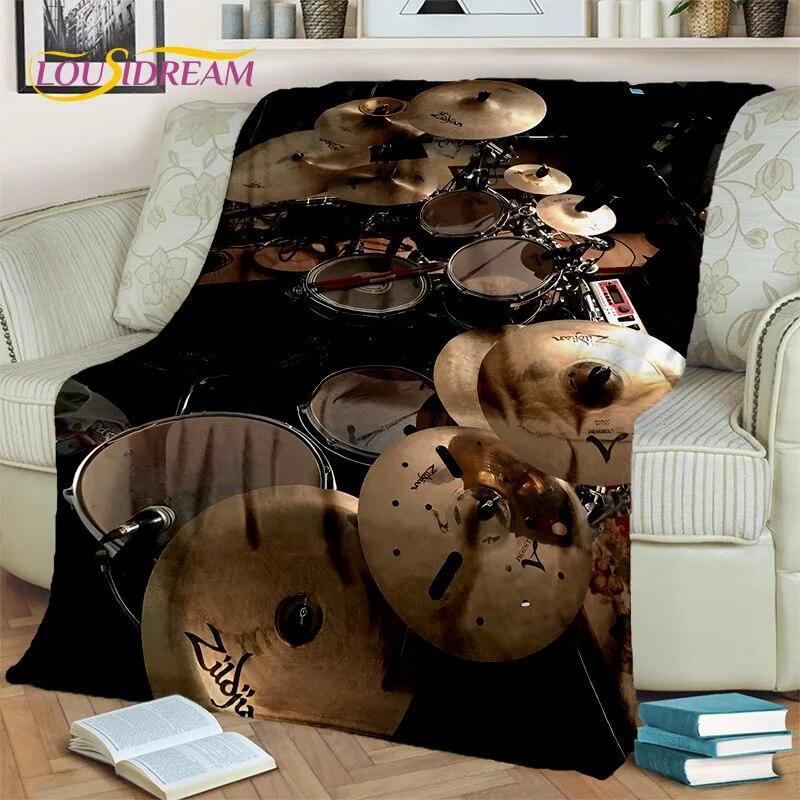 Drum Kit Music Instruments Drum Set Blanket,Soft Throw Blanket for Home Bedroom Bed Sofa Picnic Travel Office Cover Blanket Kid
