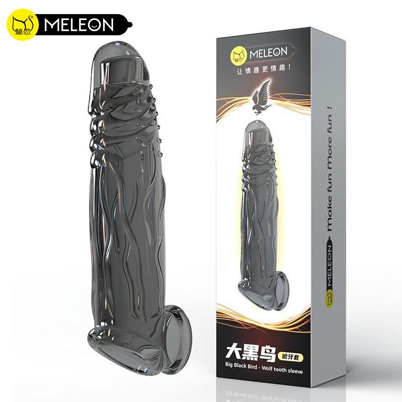 MELEON Realistic Penis Extension Cock Sleeve Reusable Silicone Penis Enlarger Delay Condoms For Adult Men Dildo Enhancer Sex Toys