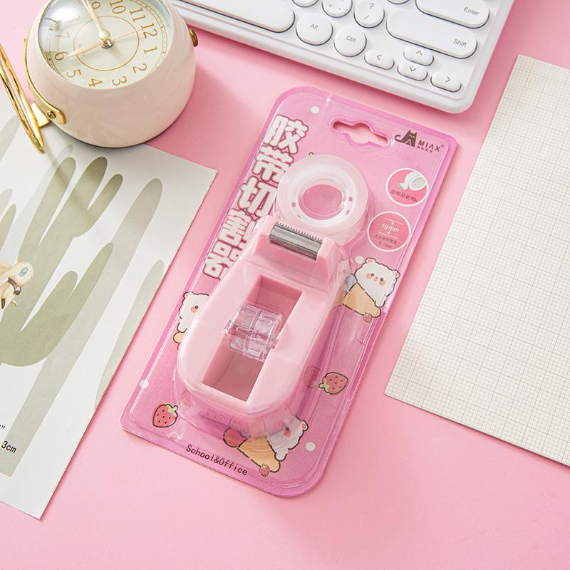 

Портативный ручной набор для резки ленты: Компактный диспенсер для цветной клейкой ленты Macaron для офиса и упаковки вишневый розовый