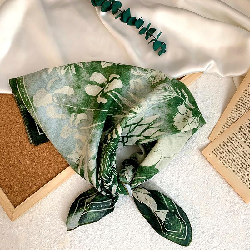 Cotton square scarf, silk scarf, high-end new small shawl, neck protector, small scarf, multi-purpose floral headscarf, headband, hair tie