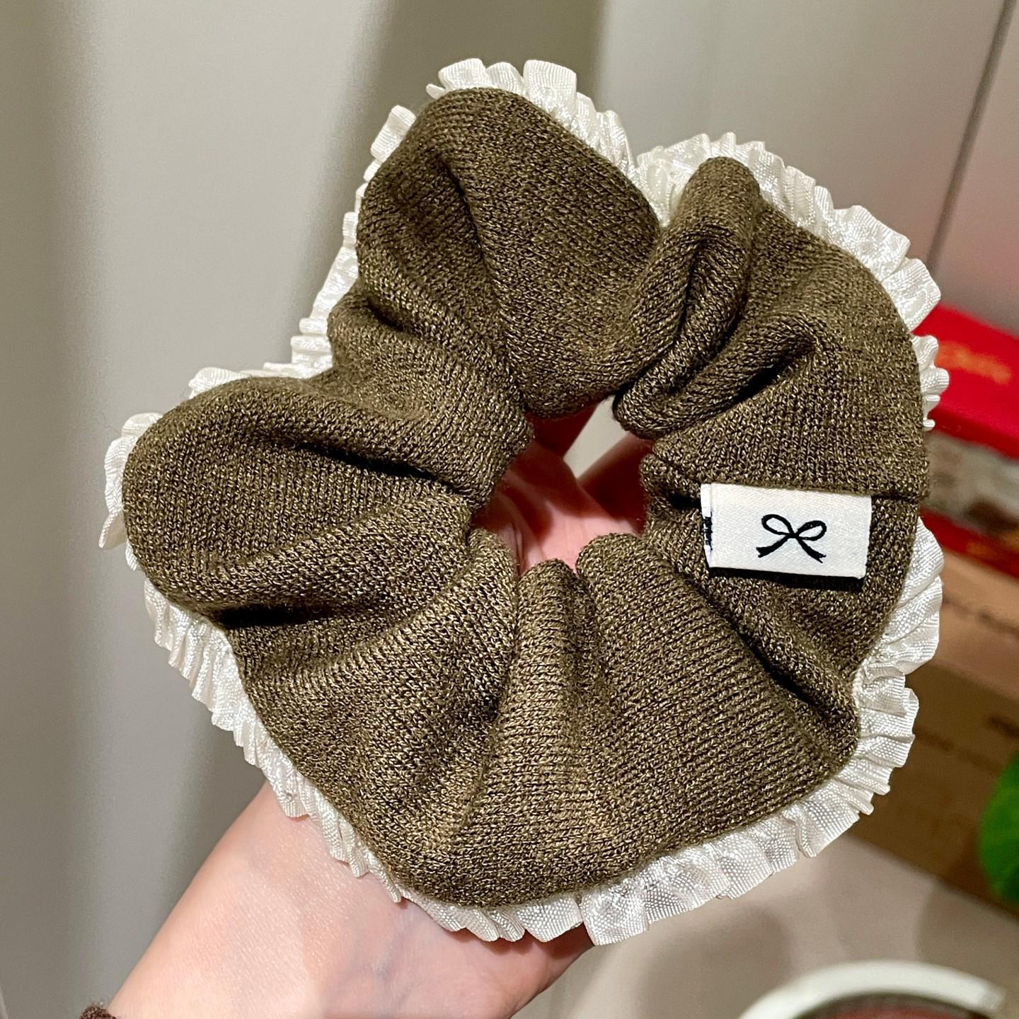 Korean Heart Knit Ruffle Ponytail Elastic Hair Tie