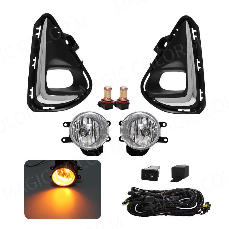 Led Fog Lights For Toyota Corolla Axio 2018 2019 2020 2021 Fog Lamp Assembly Grill Headlight Wires Button Frame Chrome Covers