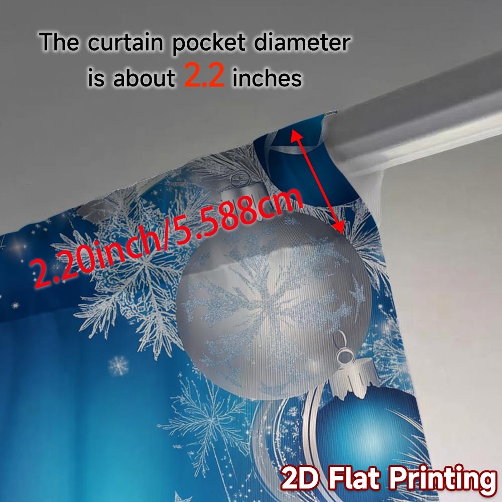 2pcs,Curtains Blue Silver Christmas Ornaments (2) Creative Chic Curtains Polyester Curtains Festive Decorative for Bedroom and