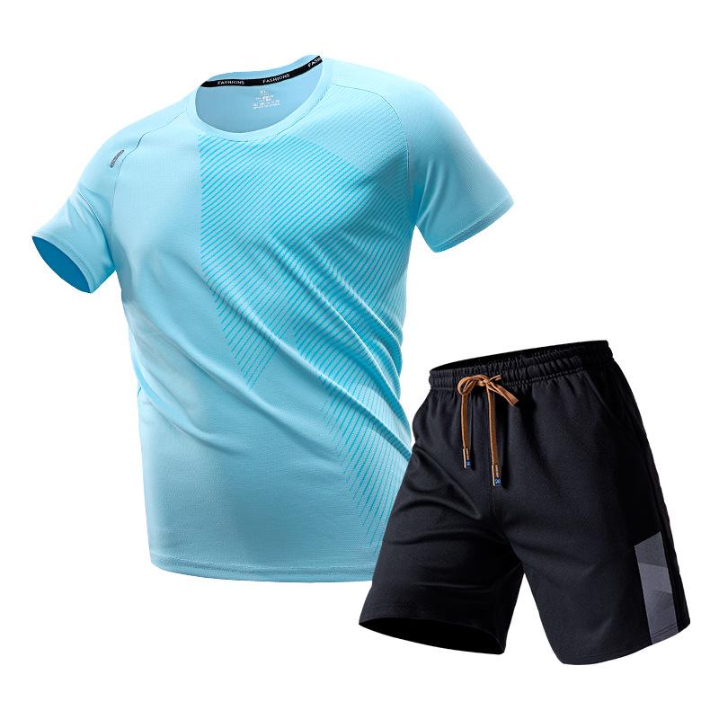 Men's 2026 Quick-Dry Sports Set: Ice Silk Short Sleeve T-Shirt & Shorts