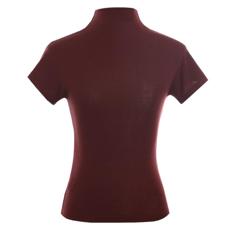 

Women s Short Sleeve Half-High Collar Knit Top One Size