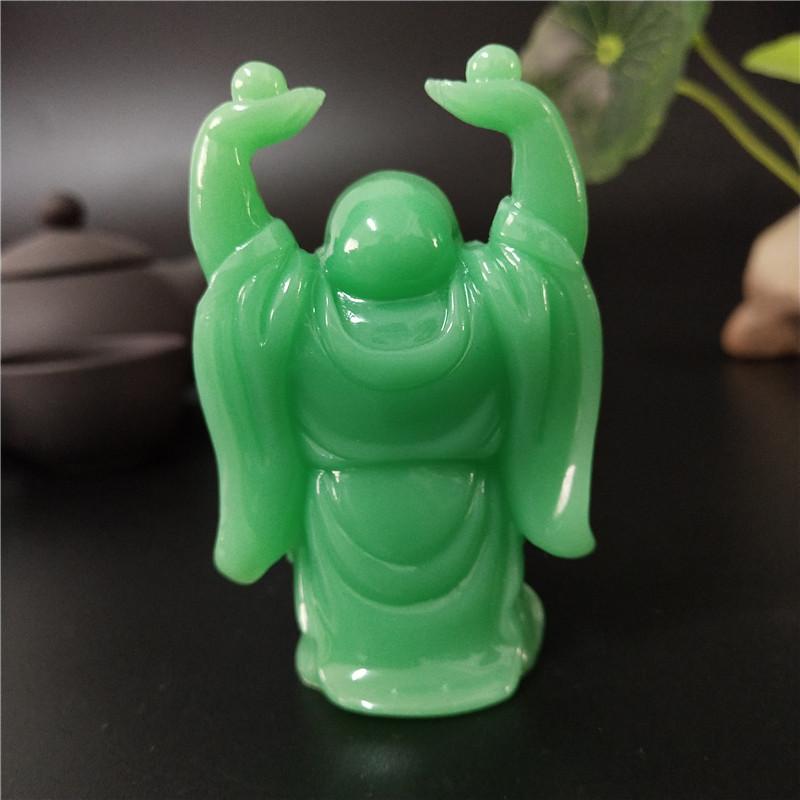 Glowing Man-made Jade Stone Chinese Maitreya Buddha Statue Sculpture For Home Garden Decoration Laughing Buddha Statues Figurine