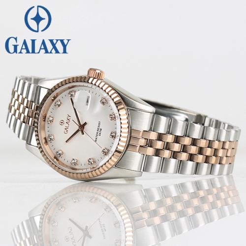 [GALAXY] GALAXY 5 ATM Partner Herren Metall-Armbanduhr QT7013ME