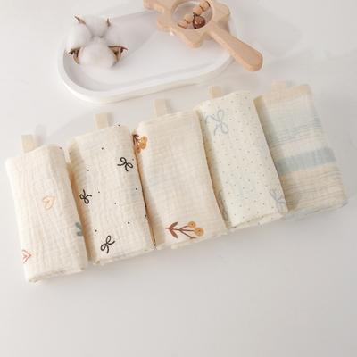 High Quality 4-Layer Pure Cotton Baby Cotton Washcloth Soft Absorbent Square Towels Gauze Cotton Baby Towels Newborn Burp Cloth