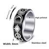 Rotatable Stress Relief Ring Eternal Star And Moon Design Mens Fashion Jewelry