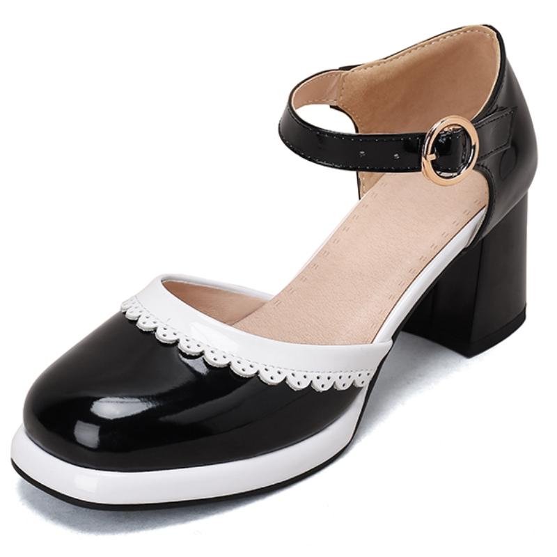 Fashion Summer Sandals Lolitas Shoes for Women Sweet High Heels Large Size Straps D'Orsay Pumps Pink Blue Heeled Wedding Shoes Ladies