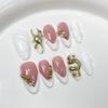 10Pcs Nude Pink Almond Manicure Nail Stickers Mid-length Ballet Simple Reusable Press on Nails Artificial Handmade False Nails