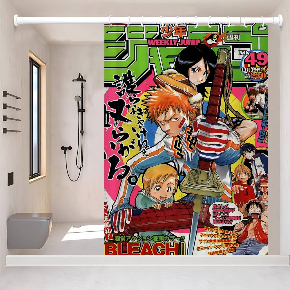 Anime Bleach Duschdraperi Badgardin Tryck Polyestertyg Vattentätt Badrumsgardiner med Krokar Badskärm