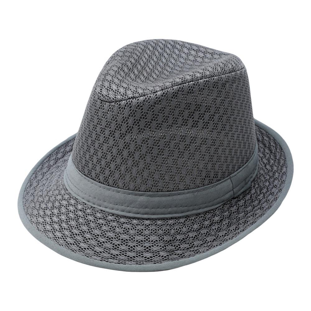New Mesh Western Cowboy Hat Curved Brim Ethnic Top Hat Large Breathable Jazz Fedora Hats Outdoor Riding серый