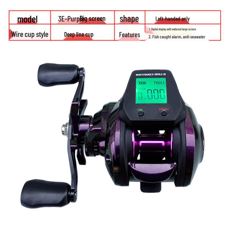 Mulinello da pesca digitale impermeabile per mano destra con schermo grande e bobina profonda