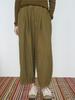 Women Vintage Striped Wide Leg Pants Elastic Waist  Patchwork Pockets Trouser Autumn Ankle-length Pants